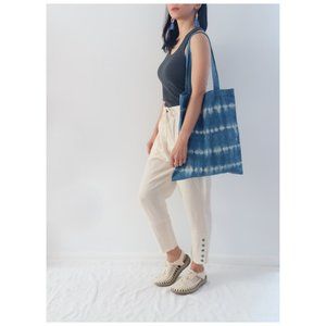 🆕 DaYoki Hand dyed Indigo Blue White Cotton tote